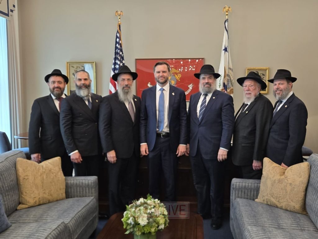 A group of Chabad rabbis with Vice President J.D. Vance in his office