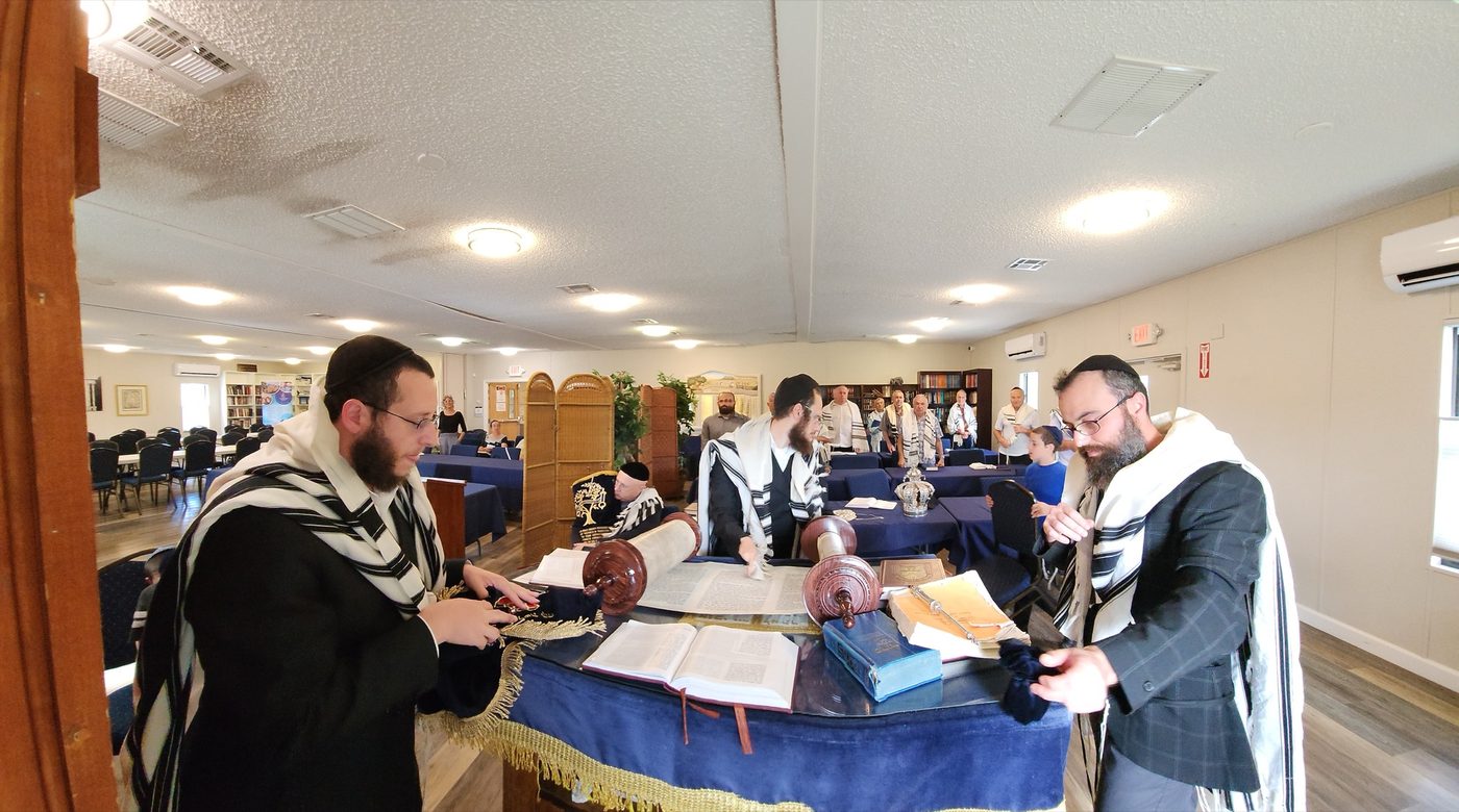 The Torah reading in the synagogue